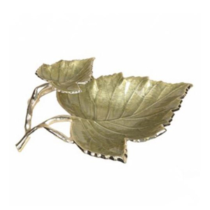 Plateau de service en acier inoxydable en forme de feuille vintage plateau de service alimentaire ou collation à un prix abordable - Product Image 4