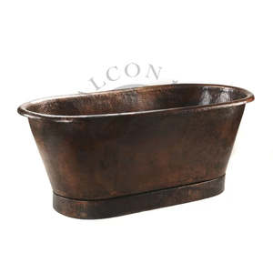 Bañera de baño independiente de cobre martillado a mano de alta calidad con bañeras de baño de desbordamiento - Product Image 4