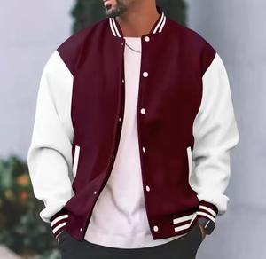 Custom Made Men's Winter Varsity <b>Jackets</b> with Stand Collar and Front Logo <b>Waterproof</b> Breathable <b>Long</b> Sleeve - Product Image 2