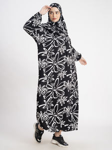 Traditional <b>Black</b> White Printed XXL Hijab <b>Scarf</b> Modal Material Ethnic Style Wholesale Price <b>Women's</b> Islamic Clothing Abaya Style - Product Image 3
