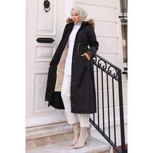 Manteau long décontracté noir à manches longues Mega Merchant 90785 - Product Image 3