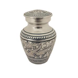 โกศพร้อมสลักสีเงินอะลูมิเนียมสำหรับใส่เถ้ากระดูกอลูมิเนียมสีน้ำเงินและขาว - Product Image 1