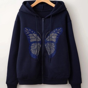 Sweat à capuche thermique unisexe avec strass Logo personnalisé 100% coton Style Streetwear pour hommes-pour l'hiver Vente en gros - Product Image 1