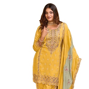 Soie de qualité supérieure avec broderie Travail fantaisie Dupatta Salwar Kameez collection de costumes pakistanais - Product Image 1