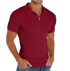 เสื้อโปโลแบบมีซิปคอตั้งสำหรับผู้ชายเสื้อผ้ากีฬากอล์ฟเสื้อโปโลแบบรัดรูปสำหรับฟิตเนสยิม - Product Image 1