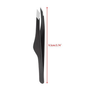 Pince à épiler de haute qualité à pointe inclinée en acier inoxydable avec revêtement noir, logo personnalisé OEM, outil de maquillage de beauté - Product Image 6