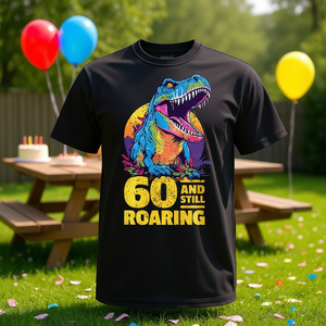 Camiseta promocional del 60.º cumpleaños del dinosaurio T-Rex Age 60 Year Old Dinosaur Milestone - Product Image 3