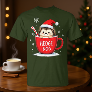 Maglietta Promozionale Natalizia con Simpatico Riccio Babbo Natale e Eggnog - Buon Natale - Product Image 3