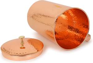 Jarra de cobre artesanal beneficiosa Ayurveda de diseño Vintage duradera y elegante para uso de almacenamiento de agua de la India - Product Image 4