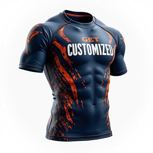 Protector de sarpullido personalizado que ofrece comodidad de nivel profesional y control de la humedad en opciones de ajuste de manga de compresión kimono de jiu jitsu - Product Image 1