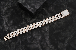 Bracelet cubain de luxe en diamant, 14 mm, 6-9 pouces, argent bicolore plaqué or rose, certifié or 14 carats, style hip-hop glacé, unisexe - Product Image 2