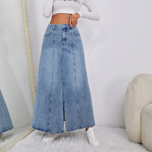 กระโปรงผ้ายีนส์ลำลองผู้หญิงลายสก๊อตฤดูหนาว, ผ้าฝ้าย100% ระบายอากาศได้ดีกันน้ำ - Product Image 6