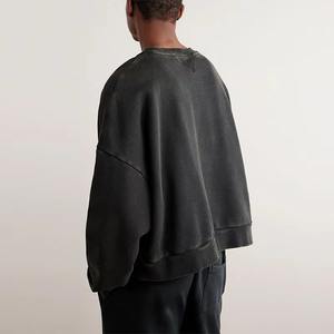 100% coton haute qualité sweats éponge français surdimensionné culture col rond solide motif haut tendance sweats pour l'hiver - Product Image 4