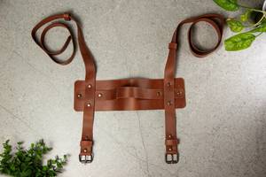 Couverture de pique-nique extérieure en cuir véritable marron Vintage réglable de haute qualité sangle de transport pour Camping moto sangles de lit - Product Image 5