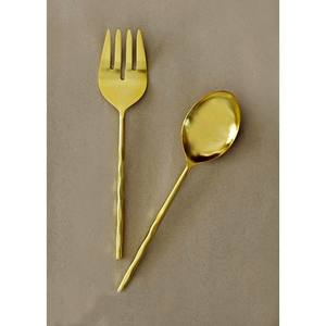 Juego de cubiertos de acero inoxidable de oro mate real de alta calidad, mango de diseño de alfabeto único, cocina Vintage ecológica para la escuela trasera - Product Image 6