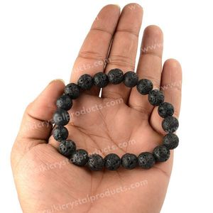 Bracelet en pierre de lave perlée 10 mm - Force et courage pour la mise à terre, bijou en pierre précieuse chargé de Reiki - Product Image 2