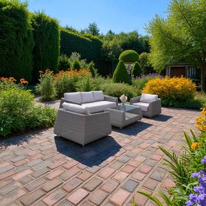 Poly rotin PRSF-TP3 Durable confortable extérieur Patio meubles ensemble Faux osier lune en forme de loisirs sièges jardin salon - Product Image 4