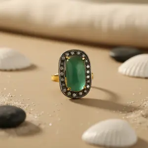 Bague en diamant taille marquise en platine avec émeraudes - Bijoux fins certifiés IGI - Product Image 3