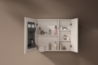 Meuble-lavabo mural moderne en bois massif ARROW avec vasque en céramique et miroir inclus, facile à nettoyer, idéal pour villa