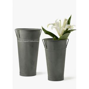 New Galvanized Iron <b>Tall</b> <b>Flower</b> Planter Round Shape Silver Finished for Living Room Decorative <b>Flower</b> <b>Pot</b> and Planter - Product Image 5