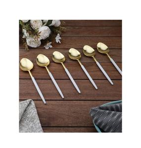 Juego de cucharas de acero inoxidable y latón de doble tono dorado Premium de 6 piezas Fabricante Mayorista - Product Image 1