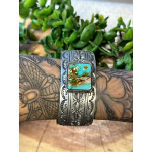 กำไลข้อมือเงินแท้ 925 ลายเรขาคณิตสไตล์ชาติพันธุ์ Leroy James Natural Royston Turquoise สำหรับทุกเพศ เหมาะสำหรับใส่ทุกวัน ดีไซน์โดดเด่น - Product Image 2