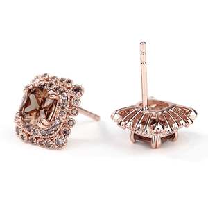 Jeulia Milgrain Halo Cushion Cut Sterling <b>Silver</b> <b>Stud</b> Earrings for Wedding - Product Image 3