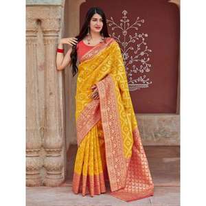 Saree de couleur pourpre en soie Jacquard lourd de haute qualité avec bordure de tissage en jacquard doré par fashionharbour - Product Image 4