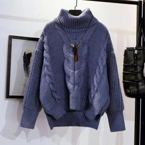 Tricoté femmes épais col roulé hiver pull anti-boulochage décontracté coupe ample avant Logo 2025 nouveau - Product Image 6