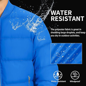 Chaqueta de bombardero acolchada de invierno para hombre, Abrigo acolchado con cierre de cremallera y frente a presión, prendas de vestir informales a prueba de viento - Product Image 2