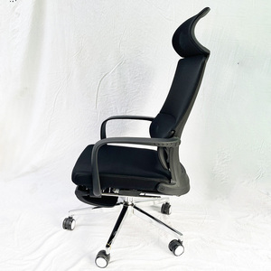 MF742 Contemporary Reclining Office Chair Headrest <b>Footrest</b> Lift Style <b>Adjustable</b> Height Chrome Metal Fabric for Bedroom Use - Product Image 5