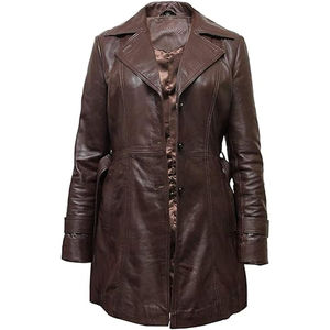 Abrigos de Cuero para Mujer, Diseño Nuevo, Largos, de Lona, Lisos, Teñidos, Transpirables, Rellenos, de Primera Calidad, Precio Económico, Gran Venta - Product Image 1