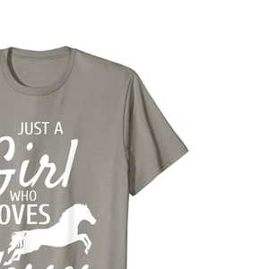 T-shirt à manches courtes imprimé « Just a Girl for Loves Horses » pour homme, col rond, jersey en coton, coupe ample, séchage rapide - Product Image 6