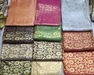 High Quality 100% Organic Silk Jacquard Woven Brocade Fabric Premium Printed <b>for</b> <b>Wedding</b> Dresses Upholstery Crafting-<b>for</b> Girls - Product Image 4