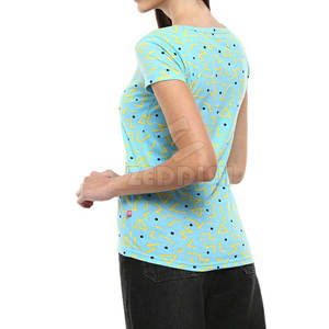 T-shirt d'été décontracté pour femmes T-shirt en coton et polyester avec impression numérique en gros imprimé avec logo personnalisé - Product Image 3