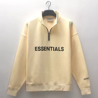 Sweat-shirt à demi-zip personnalisé avec logo OEM, de haute qualité, à épaules tombantes, en molleton, pour hommes, Fear God, en coton