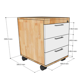 TCN68018 - Classeur de rangement personnel moderne en bois d'hévéa noir avec 3 tiroirs amovibles 50x40x50 cm pour la maison, le bureau, l'école, l'hôpital - Product Image 6