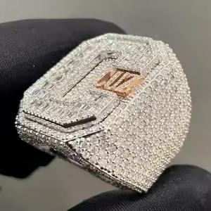 Designer 10/14/18K blanc/rose/jaune or Hip Hop forme Unique avec laboratoire cultivé coupe ronde VS clarté bague en diamant pour hommes - Product Image 1