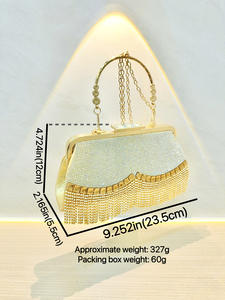 New Fashion Cross-Border <b>Tassel</b> Rhinestone Evening Bag Diamond-Studded Party Clutch Socialite Crossbody <b>Handbag</b> Polyester Lining - Product Image 4