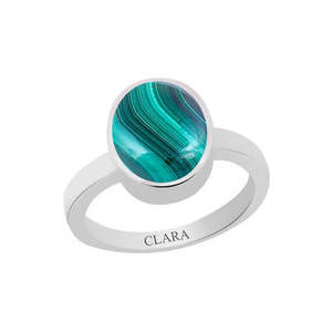 NOVAMART Fine Malachite Daana Firang <b>Silver</b> <b>Ring</b>-9.3cts or 10.25ratti-Elegant Inlay Bezel Setting Wholesale Export - Product Image 1
