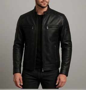 Chaqueta de Cuero Vacuno para Hombre, Estilo Urbano, con Cuello Alto, Diseño Moderno y Resistente al Viento - Product Image 1