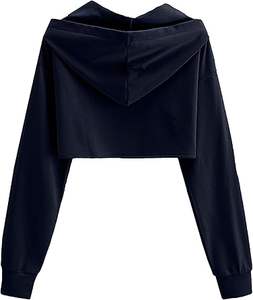 Sudadera con Capucha Corta de Alta Calidad al por Mayor, Personalizada, Estilo Urbano para Mujer, Sudadera Corta con Capucha para Mujer, Ropa de Invierno - Product Image 2