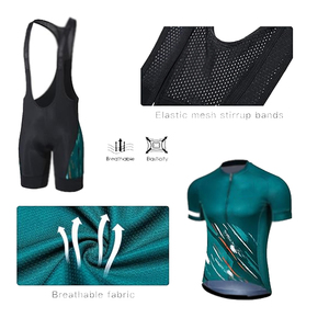 Conjunto de Jersey de ciclismo sublimado para hombre, pantalones cortos con pechera 4D acolchados de manga corta, pantalones cortos y mallas de secado rápido de Pakistán - Product Image 5
