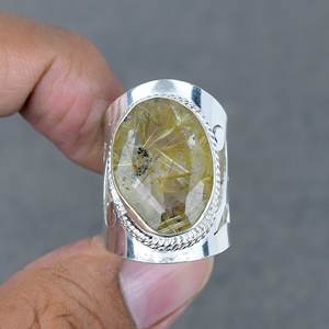 แหวนแต่งงานชุบเงินทำด้วยมือทำจากทองเหลืองพลอยควอตซ์ธรรมชาติเครื่องประดับแฟชั่นดีไซน์สุดฮิต - Product Image 2