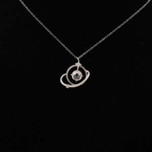 Cabochon Stone Customized Planet <b>Pendant</b> With Made in 18 KT <b>Solid</b> <b>Gold</b> Excellent Cut Synthetic Diamond Unique Lab Grown Diamonds - Product Image 2