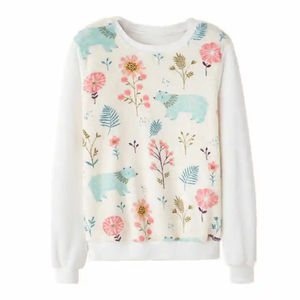 สเวตเชิ้ตคอกลมสำหรับผู้หญิงตกแต่งลายดอกไม้ผ้าคอตตอน100% สเวตเชิ้ตแบบถักทรงหลวมสำหรับผู้หญิงสเวตเชิ้ตปักลายกำหนดเองได้ - Product Image 4