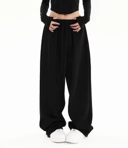 Pantalones de lona de pierna ancha para mujer, estilo vintage 2026, corte holgado, largo completo, casuales, de invierno, ecológicos, con frente plano - Product Image 3