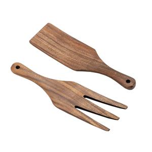 Juego de cubiertos de cocina más vendido: tenedor y cuchara de madera duraderos para ensalada y cena, con mango largo. - Product Image 6