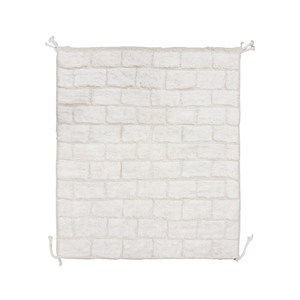 พรมทอมือพิมพ์ลายบล็อกสีขาวดีไซน์เนอร์พรมเนื้อผ้าคอตตอน100% สำหรับตกแต่งบ้านและห้องนั่งเล่น - Product Image 2