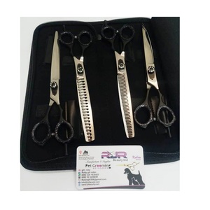 Ciseaux de toilettage 440C pour animaux de compagnie, ciseaux courbés en acier inoxydable antistatiques à pointe lisse, kit de ciseaux à effiler Satinsky - Product Image 2